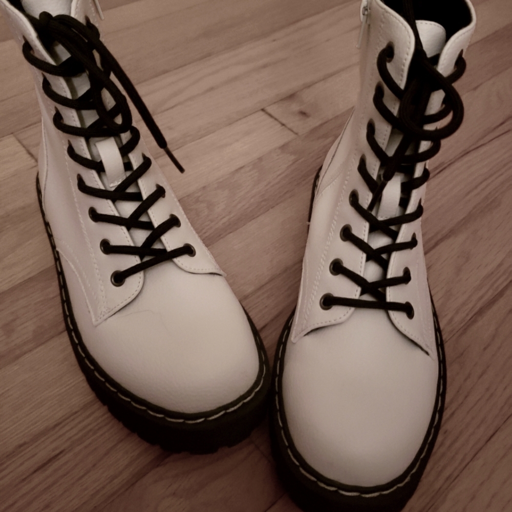 White combat boots